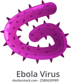 Ebola virus, a hemorrhagic fever pathogen, floats and rotates, revealing its characteristic spikes and purple hue, highlighting its dangerous potential for severe illness