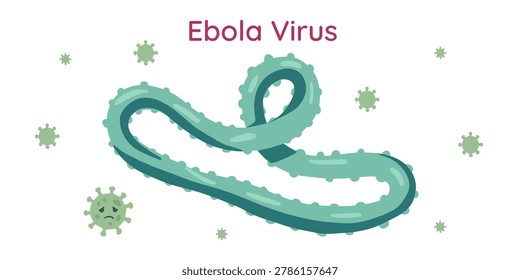 Ebola virus on white background, vector medical illustration of dangerous viral infection, modern flat design, healthcare and epidemic concept