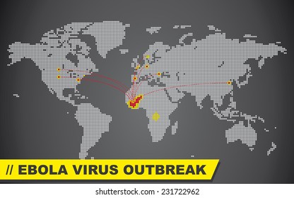 Ebola virus outbreak world map illustration vector