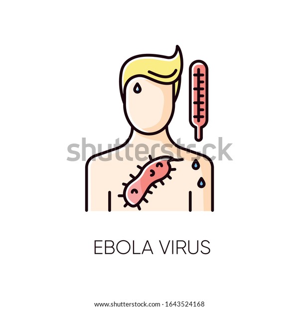 Ebola virus RGB color icon. Dangerous viral\
disease, deadly infectious illness, fatal sickness. Medical\
diagnosis, healthcare and medicine. Person with EVD symptoms.\
Isolated vector\
illustration