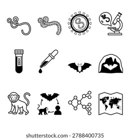 Ebola Virus Structure and Transmission Vector Vector Icon Set