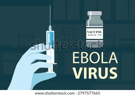 Ebola virus vaccine and injection vector illustration.