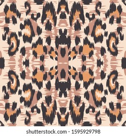 Ebony Cheetah Drawing Vector Seamless Pattern. Ebony Handmade Jaguar Handmade Tile Art Design. Burnt Handmade Tile Art Pattern. Dirt Jaguar Printed Tie.