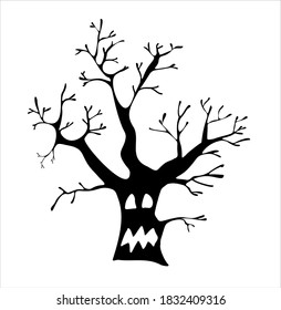 Ebony with a scary face. Halloween. Vector illustration