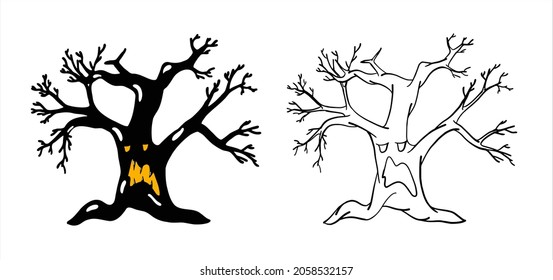 Ebony with a terrible mug. Halloween. Vector illustration