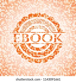 ebook abstract orange mosaic emblem with background