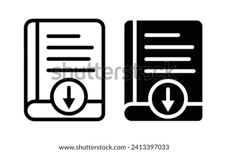 E-Book Acquisition Line Icon. Digital Pamphlet and Portfolio Icon in Black and White Color.