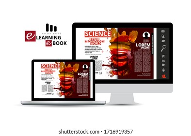 E-book application design, abstract technology concept with 3D rendering background