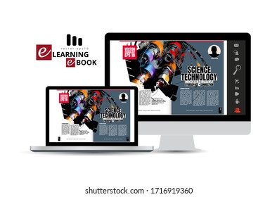 E-book application design, abstract technology concept with 3D rendering background