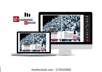 E-book application design, abstract technology concept with 3D rendering background