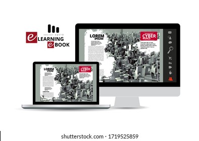 Diseño de aplicaciones de libro electrónico, concepto de tecnología abstracta con fondo de procesamiento 3D