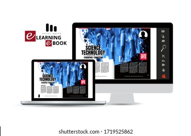 E-book application design, abstract technology concept with 3D rendering background