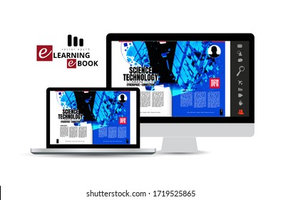 Diseño de aplicaciones de libro electrónico, concepto de tecnología abstracta con fondo de procesamiento 3D