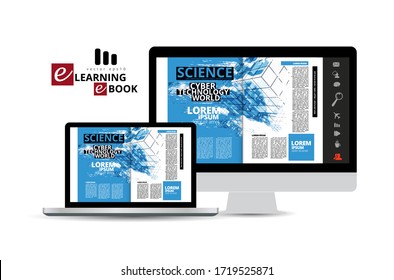 Diseño de aplicaciones de libro electrónico, concepto de tecnología abstracta con fondo de procesamiento 3D