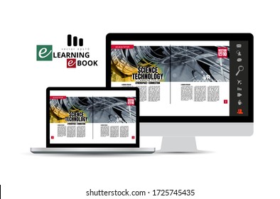 E-book application design with abstract technology concept in background