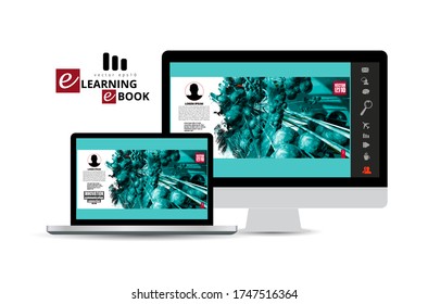 E-book application design with abstract technology concept in background