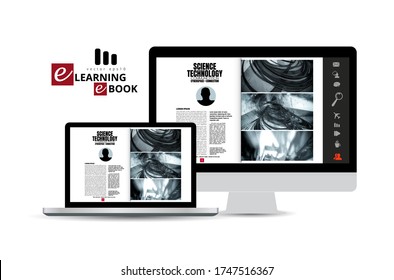 E-book application design with abstract technology concept in background