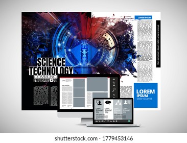 Diseño de aplicaciones de libro electrónico, concepto de tecnología abstracta con fondo de representación 3D