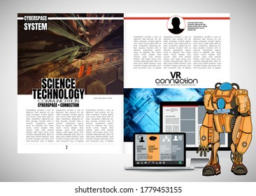 Diseño de aplicaciones de libro electrónico, concepto de tecnología abstracta con fondo de representación 3D