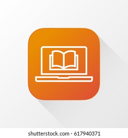 E-Book application for mobile phone. Line flat vector icon, button and website design. Illustration isolated on white background. EPS 10 design, logo, app, infographic.