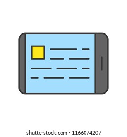 e-book application or web page on tablet device icon, editable stroke outline icon