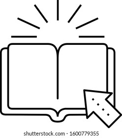 e-book with arrow line art icon