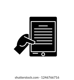Ebook black icon, vector sign on isolated background. Ebook concept symbol, illustration 