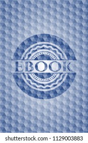 ebook blue emblem or badge with abstract geometric pattern background.
