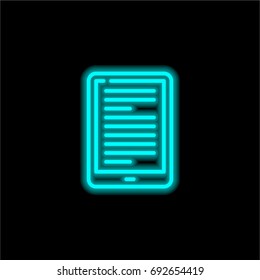 Ebook blue glowing neon ui ux icon. Glowing sign logo vector