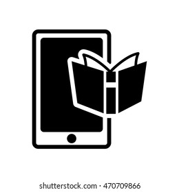 ebook book smartphone technology reading icon. Flat silhouette and isolated design. Vector illustration