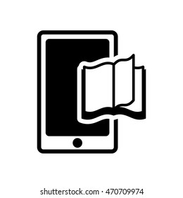 ebook book smartphone technology reading icon. Flat silhouette and isolated design. Vector illustration