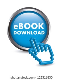 ebook button with cursor hand. vector illustration