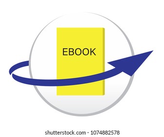 Ebook circle icon with blue arrow