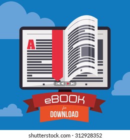 Ebook with cloud design, vector illustration 10 eps graphic