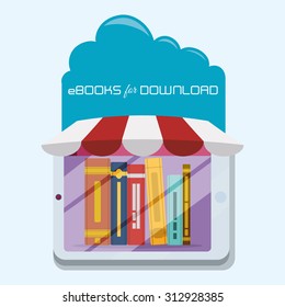 Ebook with cloud design, vector illustration 10 eps graphic