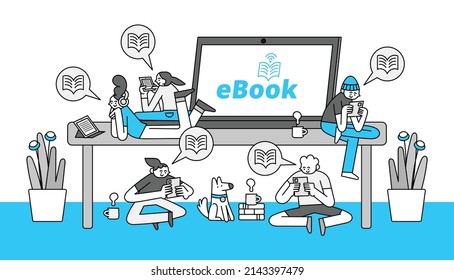 eBook Club Hand Drawn Character Illustration