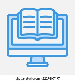 Ebook computer icon in blue style, use for website mobile app presentation