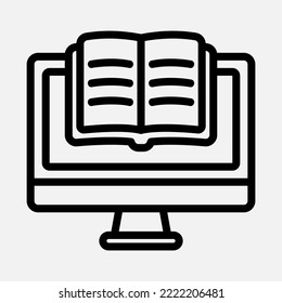 Ebook computer icon in line style, use for website mobile app presentation