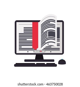 ebook computer online reading internet icon. Isolated and flat illustration. Vector graphic