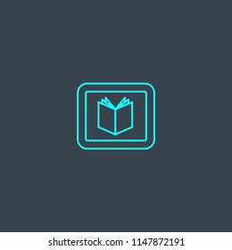 e-Book concept blue line icon. Simple thin element on dark background. e-Book concept outline symbol design from eLearning set. Can be used for web and mobile UI/UX