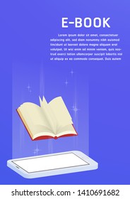Ebook, concept is book on smart phone