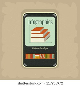 Ebook concept. Retro Infographic Design with mobile phone devices. Elements for presentation and visualization - vector illustration