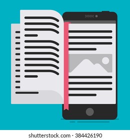 E-book concept. Vector flat illustration.