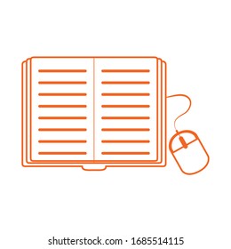ebook connected mouse digital home education vector illustration line color style icon