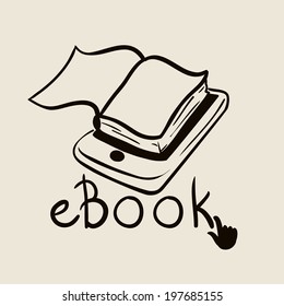 eBook design over beige background, vector illustration