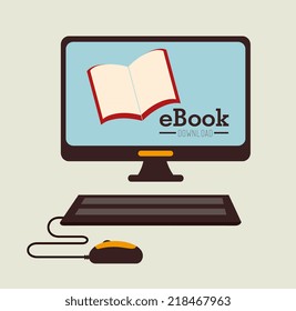 eBook  design over beige background, vector illustration