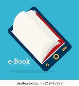 EBook  Design Over Blue Background, Vector Illustration