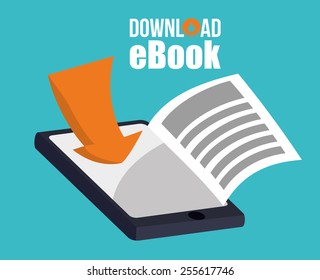 eBook design over blue background, vector illustration.