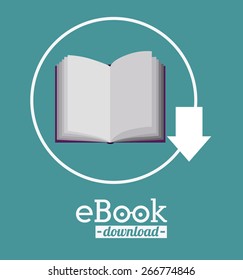 Ebook design over blue background, vector illustration