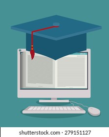 e-book design over blue background, vector illustration